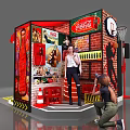 Coca Cola Vending Machine Scene With Red Brick Wall People Traffic Light And Barriers