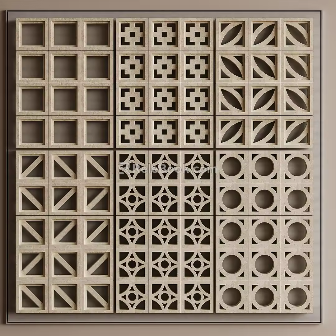 Modern Partition Cement Partition Hollow Screen 3d model