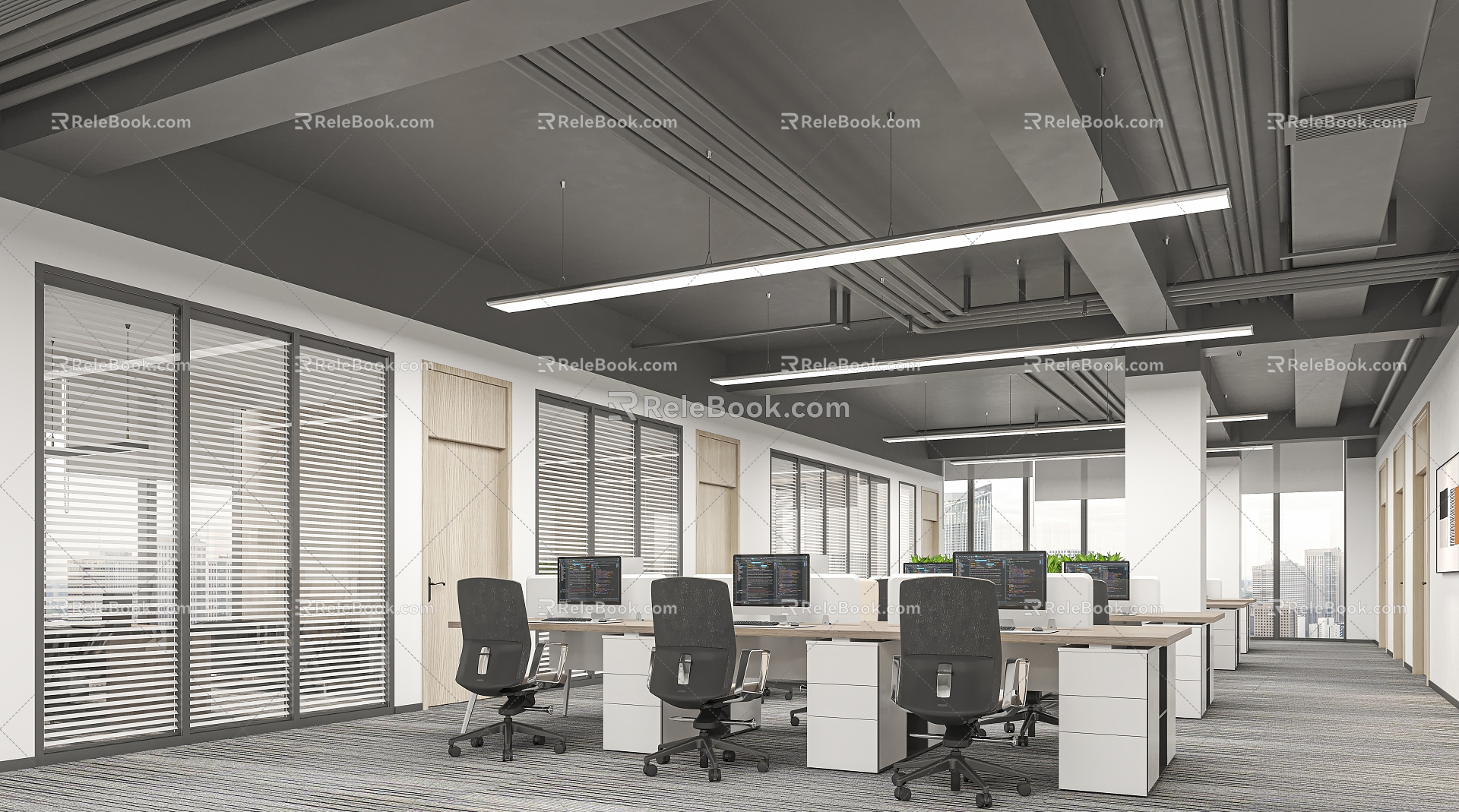 modern public office area open office 3d model