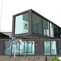 Modern Contemporary House Exterior With Large Glass Windows Wooden Siding And Outdoor Garden