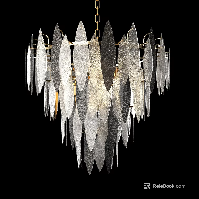 Modern Elegant Leaf Shaped Glass Chandelier With Hanging Design And Illumination 3d model 