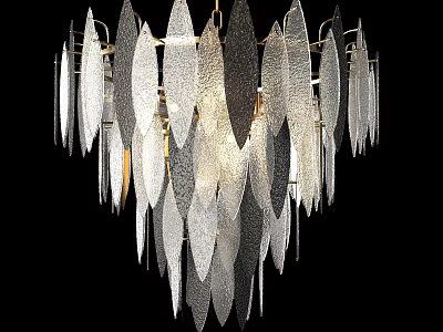 Modern Elegant Leaf Shaped Glass Chandelier With Hanging Design And Illumination 3d model