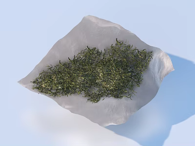 White Paper With Fresh Green Plants And Natural Texture On Light Background 3d model