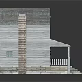 Cartoon Scene White House Model With Gray Roof Chimney Porch Steps And Windows