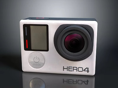 GoPro HERO4 Digital Action Camera With Display Screen Lens And Power Button 3d model