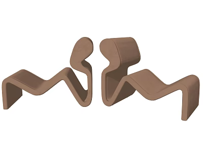 Modern Brown Curved Single Chair With Ergonomic Design And Smooth Lines 3d model