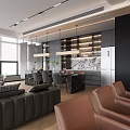 Modern Office Interior With Open Layout Leather Chairs Workstations And Large Windows 3d model