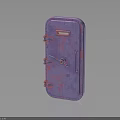 Purple Speckled Pattern Safe Furniture Featuring Decorative Metal Lock And Handle Design