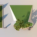 Modern Tree Planter With Seating Bench People Sitting In Open Outdoor Architectural Space With Clear Sky