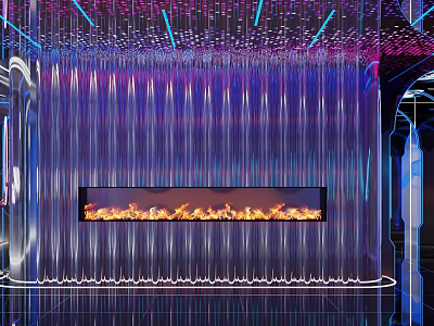 Neon Lit KTV Space With Futuristic Visuals 3d model