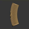 Woman Displaying Elegant Golden Cylindrical Decor With Diamond Pattern And Spiral Design
