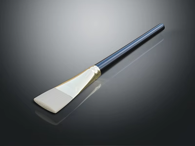 Sleek Modern Utility Brush With Black Handle White Bristles And Gold Accent Ring 3d model