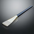 Sleek Modern Utility Brush With Black Handle White Bristles And Gold Accent Ring