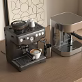 Modern Kitchen Appliances With Coffee Machines Cup And Beans On Countertop