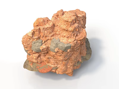 Natural Stone Rock Formation With Rough Surface And Layered Texture In Earth Tones 3d model