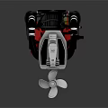 Modern Outboard Motor For Water Transport With Red Black Design And Propeller