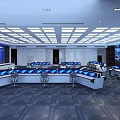 Modern Control Room Interior With Multiple Monitoring Screens Control Consoles And Chairs