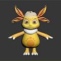 Cute Yellow Cartoon Game Movie Character With Big Ears White Belly And Spotted Paws
