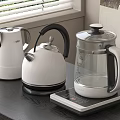 Modern White Daily Electrical Appliances With Glass Kettle And Sleek Design On Kitchen Counter