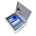Industrial Electrical Equipment Metal Enclosure With Open Lid And Socket Components