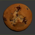 Golden Fluffy Muffin With Chocolate Chips In Paper Liner On Dark Background