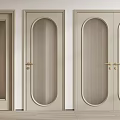Modern Hinged Doors With Vertical Ribbed Glass And Golden Handles