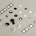 Various Downlights and Spotlights With Different Shapes and Colors for Interior Decoration