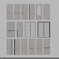 Modern Hinged Doors With Various Designs Glass Panels And White Frames 3d model