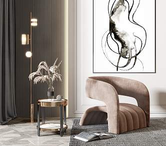 Modern single chair single chair floor lamp corner combination 3d model