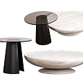 Modern Round Coffee Tables With Marble And Glass Tops And Black Metal Bases
