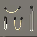 Modern Design Wall Lamps with Various Shapes Black Frame and Warm Light Mounted on Wall