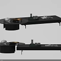 Modern Coffee Table Featuring Glass Top Black Base And Decorative Items 3d model