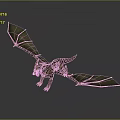 Green Scaled Dragon Game Movie Character with Red Eyes and Golden Edged Flying Wings