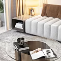 Modern Living Room Interior Design With Gray Sofa Glass Coffee Table And Side Table