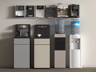Variety of Modern Water Dispensers and Coffee Machines Wall Mounted and Floor Standing 3d model