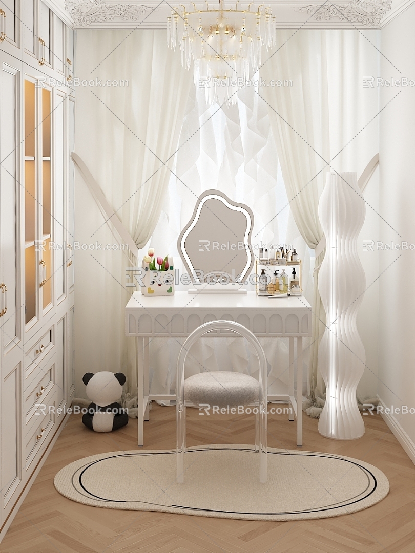 Internet red wind dressing table bedroom 3d model