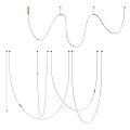 Elegant Modern White Chandelier with Curved Lines and Multiple Hanging Cords Design