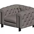 Modern Classic Light Beige Tufted Design Single Sofa With Black Legs 3d model