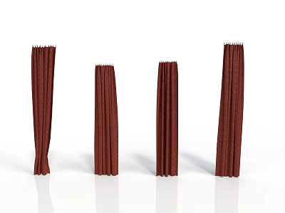 Brown Curtains In Different Sizes For Home Window Decoration And Household Use 3d model