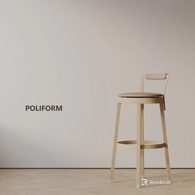 Bar Stool Featuring Modern Sleek Design Light Wood Frame And Comfortable Seat 3d model