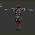 Man In Military Camouflage Uniform With Helmet And Goggles Standing With Arms Outstretched