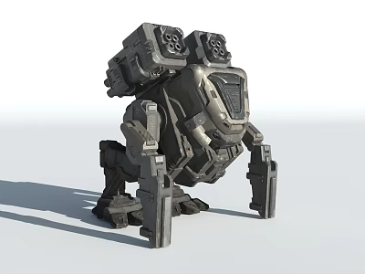 Futuristic Mech Game and Movie Character With Heavy Armor Mechanical Limbs and Weapon Systems 3d model