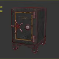 Vintage Metal Safe Featuring Lock Mechanism And Wheels As Business Equipment