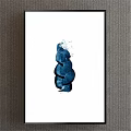 Modern Abstract Blue Sculpture Artwork Black Frame White Background Wall Decor 3d model