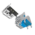 Dual Metal USB Connector Devices With Stackable Design And Blue Ports
