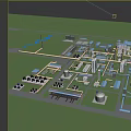 Industrial Factory Complex With Multiple Buildings Storage Tanks Pipelines And Processing Units 3d model