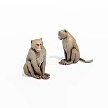 Two Sitting Monkey Sculptures With Realistic Details On White Background 3d model