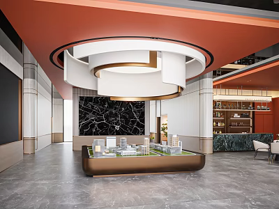 Modern Luxury Real Estate Sales Office Interior With Property Sand Table And Elegant Space Design 3d model