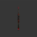 Red And Gray Futuristic Sci-Fi Weapon With Barrel Grip And Mechanical Details