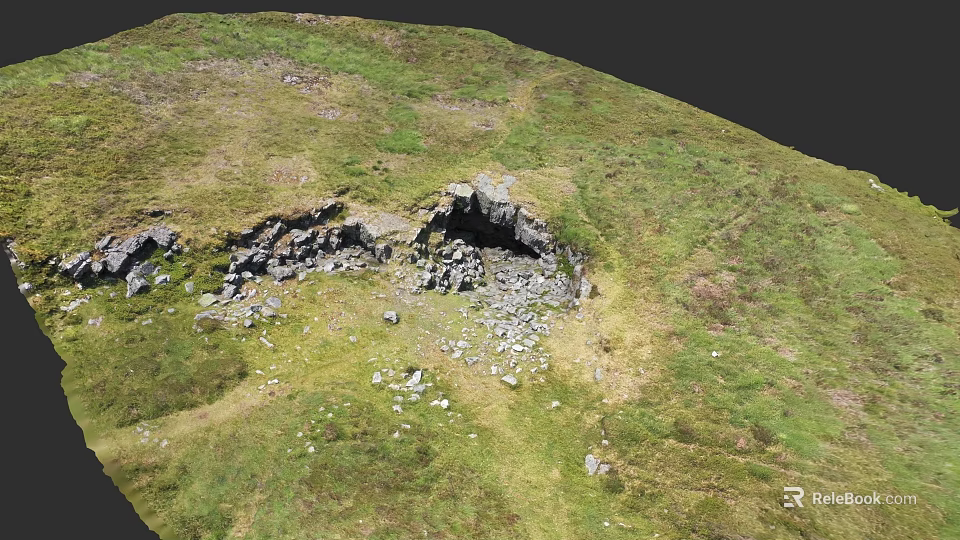 Garden Landscape Featuring Lush Green Grass Scattered Rocks And Natural Terrain 3d model 